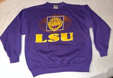 vtg 1980s LSU Tigers Football USA MADE Large crewneck sweatshirt purple Tultex picture