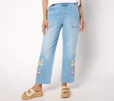 Driftwood Women's Pants Sz L Drifod Jeans Ruby Pull-On Relaxed Jean Blue A649664 picture