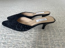 NEW Isaac Mizrahi Black Y2K Vintage Pony Hair Kitten Heel Mules Size: 8 B picture