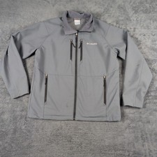 Columbia Jacket Mens Large Gray Softshell Full Zip Pockets Outdoor Hiking Warm picture