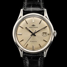 MOVADO KINGMATIC VINTAGE 34MM SILVER SUNBURST DIAL 1960'S picture