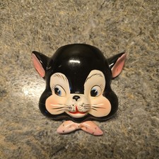 Anthropomorphic Kitty Cat Face Vtg Marylin Exclusive 1950's Ceramic Wall Pocket  picture