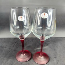 Cristalleria Fratelli Fumo Italy Glasses Set 2 Colored Stem Goblets Flutes Cups picture