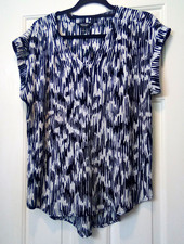 Simply Vera Vera Wang Womens L  Black & White Abstract V-Neck Sleeve Blouse picture