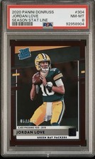 Panini 2020 Donruss Jordan Love Rated Rookie Season Stat Line #304 /500 PSA 8 picture