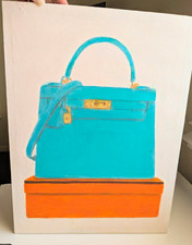 Original Hand-Painted Luxury Handbag Fashion Art Wall Home Decor 9 x 12 inches picture