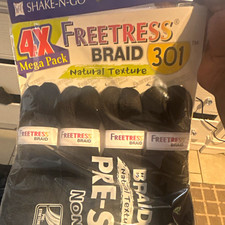 Freetress 301 Braid Hair Extensions 30in Synthetic Black Natural Texture 4X Pack picture