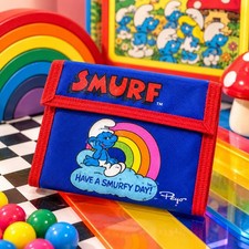 Vintage 1980s Smurf Have a Smurfy Day Rainbow Nylon Wallet USA Peyo picture