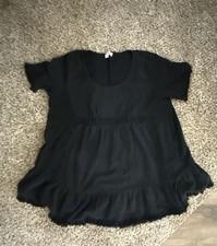 Umgee Black Short Sleeve Top Size L Ruffle Hem picture