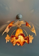 1980s Murano Vintage Chandelier  Daisies  Amber Floral Glass Romantic picture