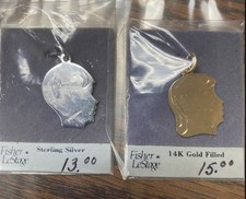 Fisher LeStage 14k Gold Plated Girl Charm & Sterling Silver Boy picture