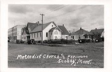 Scobey Montana c50s Methodist Church & Parsonage RPPC Photo Postcard COPY picture