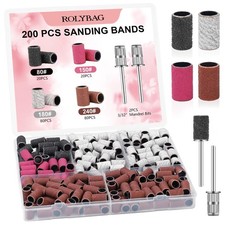 Rolybag 200 Pcs Nail Drill Bits Sanding 203C, A_Black, Pink, White, Brown picture