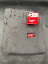 Milwaukee Men's 34x30 Straight Fit Gray Cotton/Polyester Work Pants 7 Pockets picture