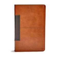 CSB Single-Column Personal Size Bible, Tan/Black Leathertouch picture
