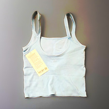 lululemon Ebb to Street Scoop Cropped Tank Built-In Bra Seamless Blue 6 picture