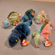 Ty Beanie Babies Iggy & Rainbow 5-Pc Variant Set RARE MADE IN INDONESIA Mismatch picture