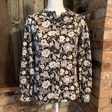 Vintage Floral Blouse modest Dark Fairy Whimsigoth size 10 picture