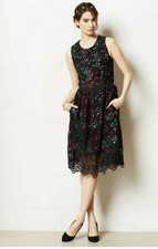 Anthropologie Wolven Terrace Sheath Dress Size 4 Black Lace Floral Wedding EUC picture