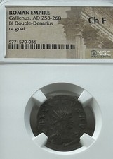 Gallienus Double Denarius NGC Ch F AD 253-268 Goat Animal & Mytical Series picture