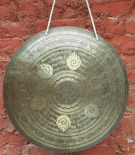 20 Inches Mantra Carved Flat Gong-Temple Gong-Tibetan Healing Gong-Handmade Gong picture