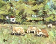 Summer Grazing Original Pastel Landscape by Anne Gee Signed OOAK picture