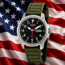 Citizen Men's Eco-Drive Military Field Watch BM8180-03E Black Dial 100M NEW picture
