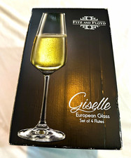 Fitz and Floyd Giselle Clear Glass Stemmed Champagne Flutes Set of 4 picture