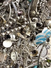 5 + Lb Vintage Silver Tone Costume Jewelry Lot Wearable Harvest Repair S8 picture