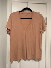 NWOT Madewell Size M Pink Clay V Neck Short Sleeve Slub Cotton Tee Shirt picture
