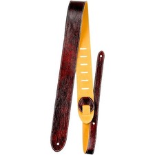 Perri's Italian Garment Leather Guitar Strap Premium Suede Backing Mahogony 2