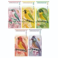 5PCS Eastern Caribbean $10-200 Polymer Note Throated Carib Hummingbird Banknotes picture