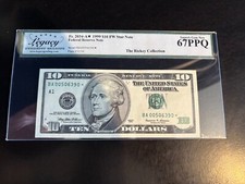 DBR 1999 $10 Boston STAR Fr. 2034-A* Superb Gem Legacy 67 PPQ Serial BA00506390* picture