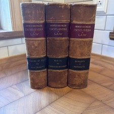 Lot of 3 Antique Leather Bound Law Books maim , oath, powers. RARE picture