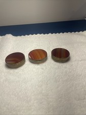 Antique Pill Box / Snuff Box Double Sided Banded Agate Gilt Metal Box Bevelled picture