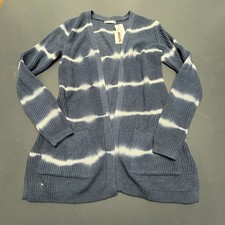 Kaily K Cardigan Sweater Women’s Medium Open Front Blue White Striped Knit NWT picture