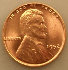 wheat penny 1952 LINCOLN CENT NICE RED BU  UNC LUSTER  picture