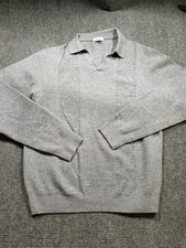 Reiss Sweater Mens XL Gray Merino Wool Collared Argyle Knit Pullover Casual picture