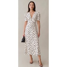 Sorella Atelier Alyssa Polka Dot Maxi Dress V-Neck Puff Sleeve Size 4 NEW picture