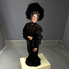 Vintage Artisan Victorian Mourning Lady Doll 1:12 Black Dress Umbrella OOAK picture