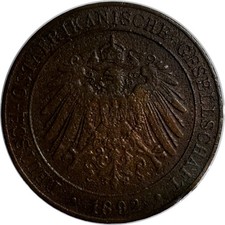 German East Africa · 1892 · 1 Paisa · KM#1 · VF Details Environmental damage picture