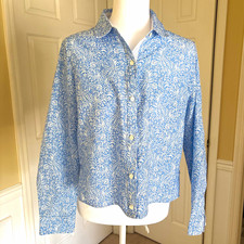J.McLaughlin Blue White Paisley Button Front Shirt Blouse Women’s Small picture