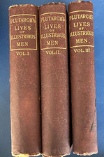 Antique 3 Volume Plutarch’s Lives of Illustrious Men John Dryden Translated 1880 picture