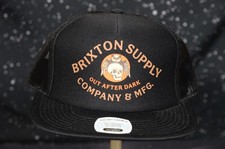 Brixton Supply Out After Dark Hat Cap Mens One Size Black Skull Trucker Mesh picture