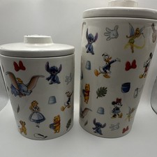 Zrike Brands Disney 100 Mickey Mouse Ceramic Canister Cookie Jar Set 2 w Lids picture