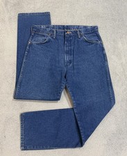 VTG 70s Wrangler Raw Denim Jeans 34x32 13MWZ Rigid Cowboy Scovill Zipper *READ picture