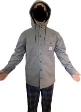 Carhartt Rain Defender Jacket Men Medium Gray Hooded Heavy Work Shirt Jacket NEW picture