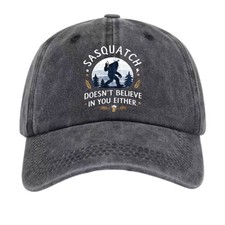 Sasquatch Doesn’t Believe In You Either Funny Bigfoot Vintage Adjustable Dad Hat picture