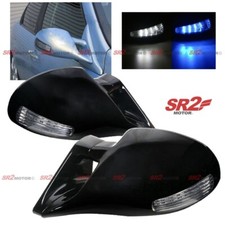 For 89-93 Nissan 240SX S13 LED M-3 Style Manual Adjust Black Side Mirror Pair picture