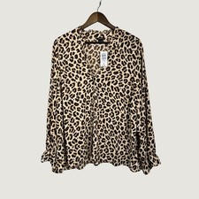 Torrid Frida Leopard Georgette Button Down Shirt 2 2X Plus Size New 43335423 picture